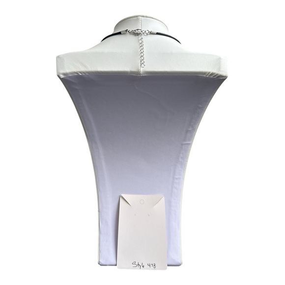 Handmade Blue Teal Fluid Art Bar Pendant Necklace Long Rectangle Minimalist - Picture 9 of 10